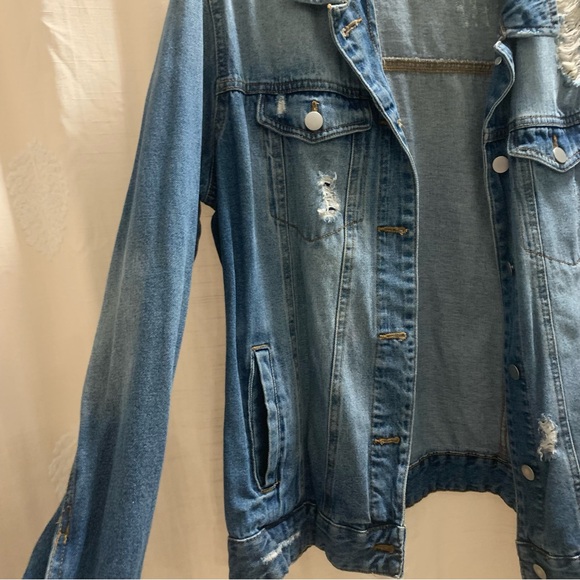 Distressed Oversized Denim Jacket - Picture 4 of 14